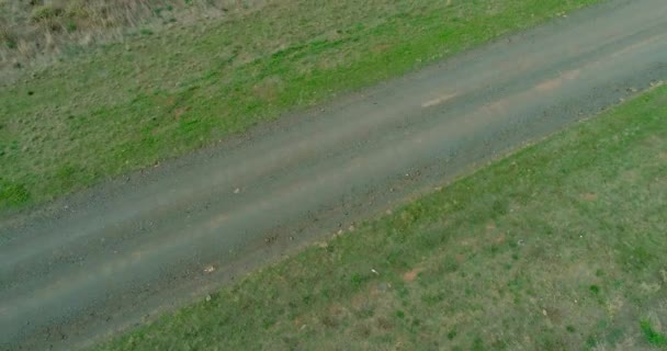 Vista aerea Drone boom o salita di campi verdi aperti — Video Stock