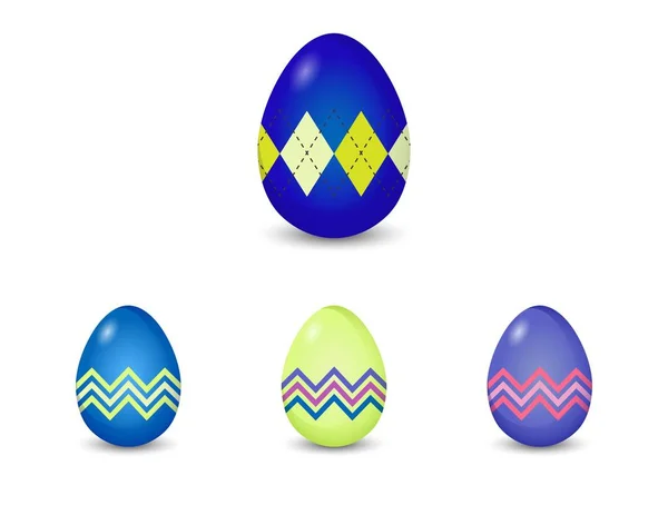Σύνολο argyle και γραμμή μοτίβο βαμμένα αυγά του Πάσχα — Διανυσματικό Αρχείο