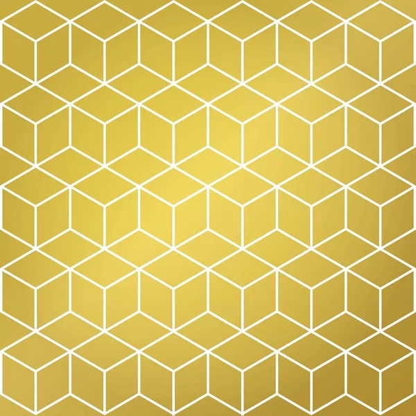 Gold and white cube shape background pattern — Stock Vector