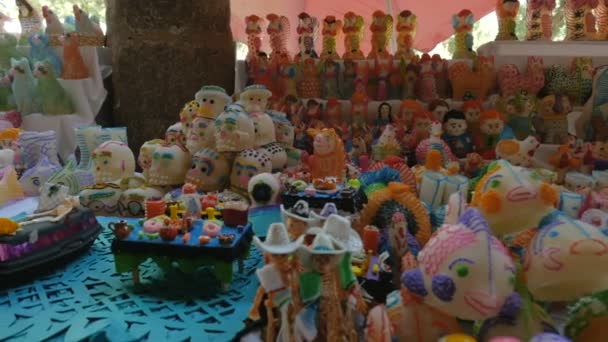 Sugar skulls, animals, skeletons, angels, and scenes for day of the dead — Stock Video