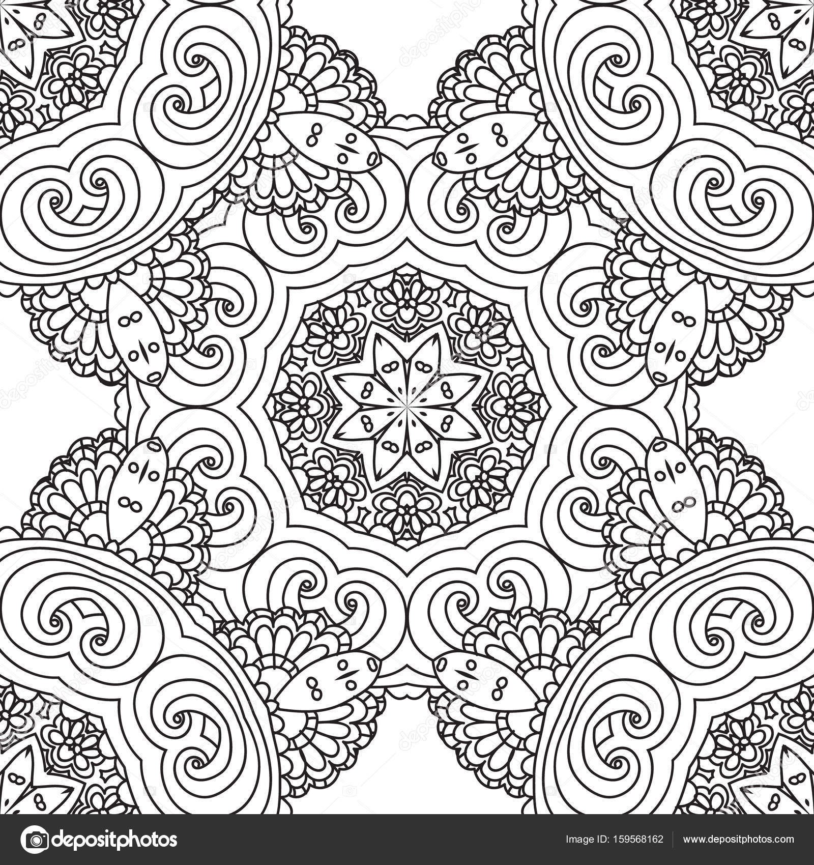 Disegni da colorare per adulti Decorativo a mano doodle disegnato natura ornamentale ricciolo impreciso Reticolo