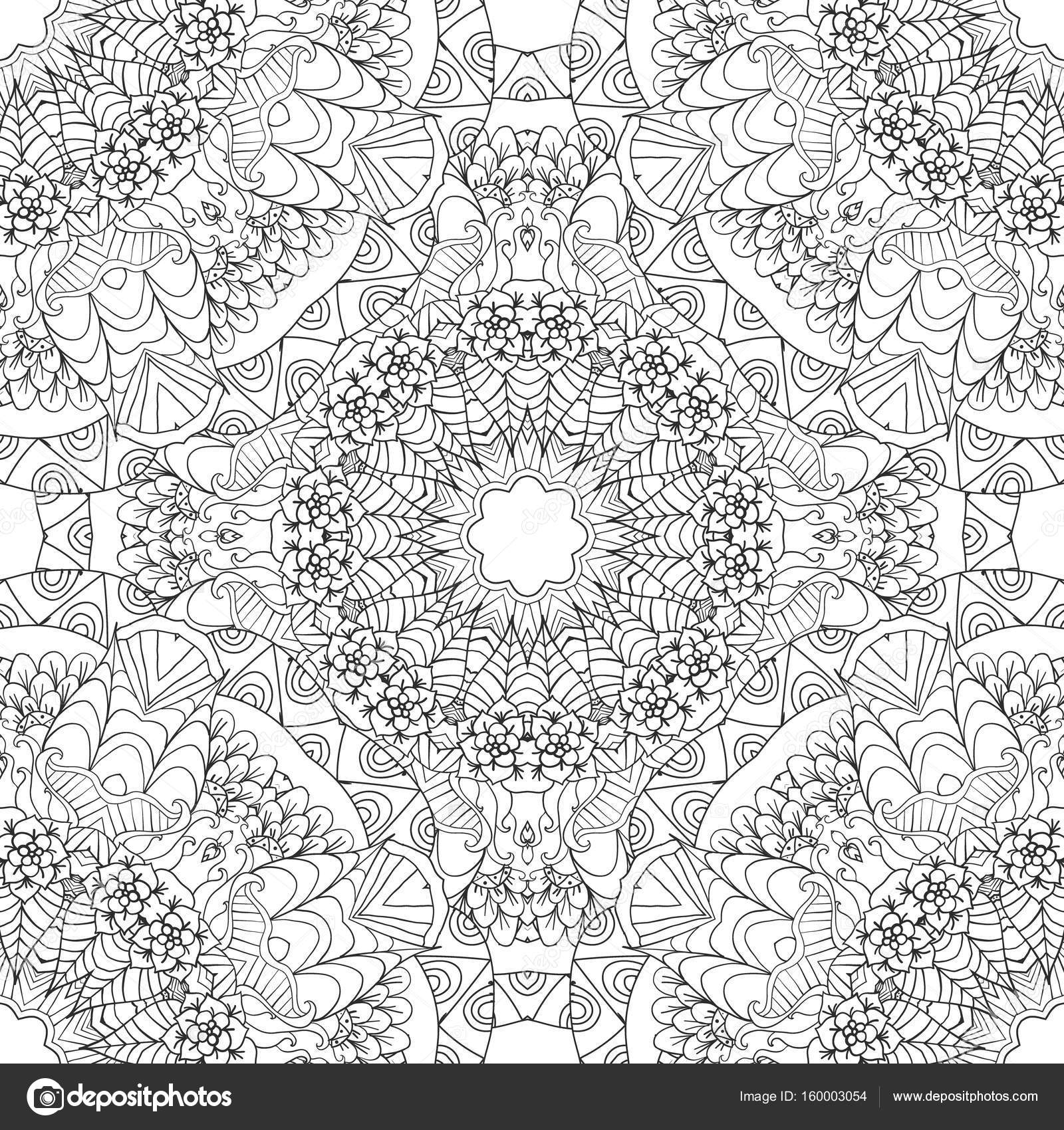 Disegni da colorare per adulti Decorativo a mano doodle disegnato natura ornamentale ricciolo impreciso Reticolo