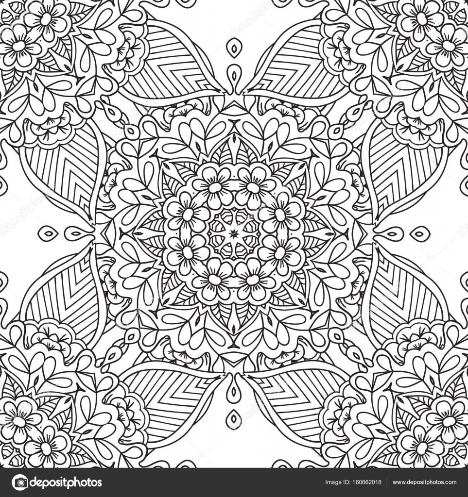 Disegni da colorare per adulti Decorativo a mano doodle disegnato natura ornamentale ricciolo impreciso Reticolo