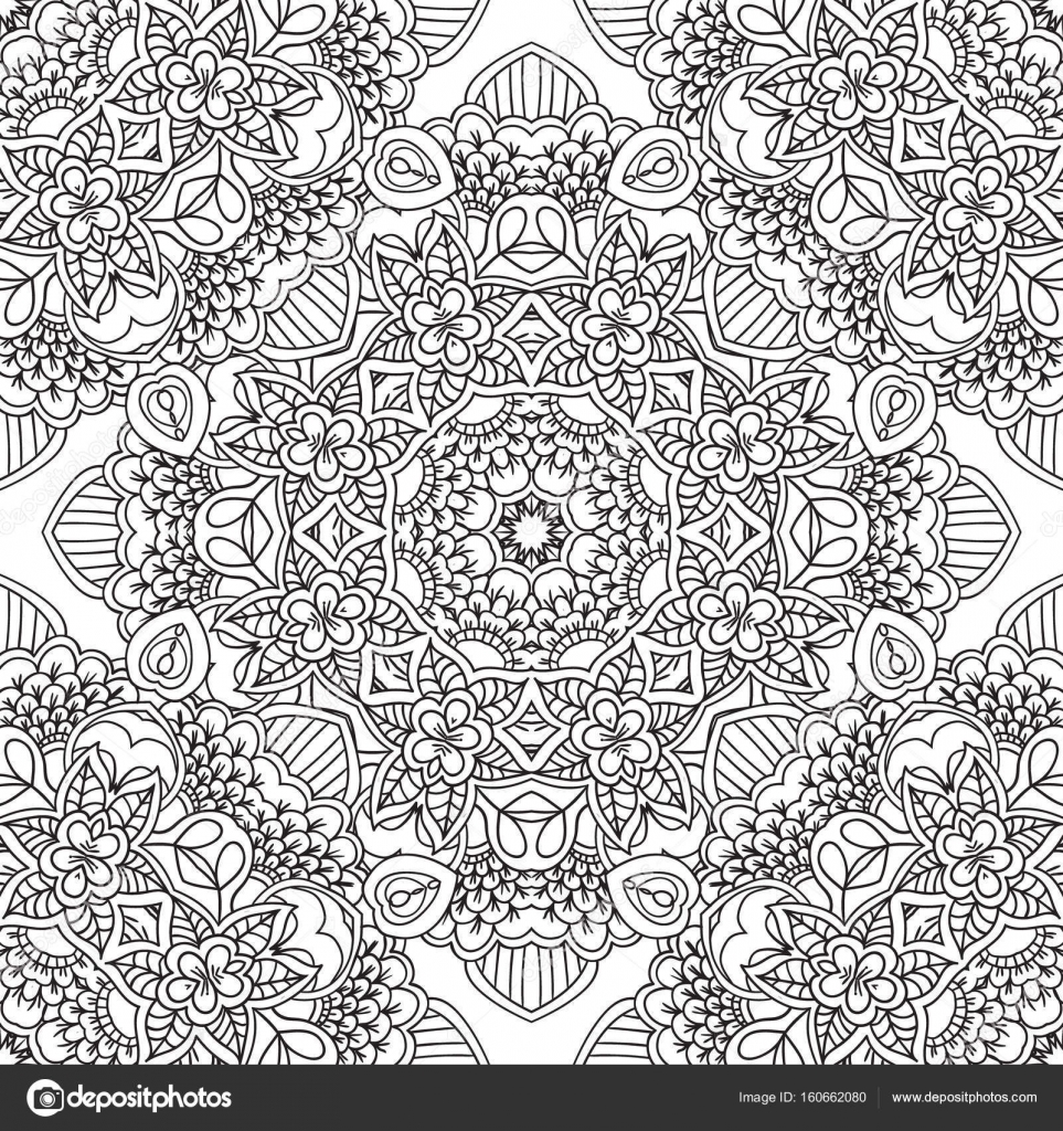 Disegni da colorare per adulti Decorativo a mano doodle disegnato natura ornamentale ricciolo impreciso Reticolo