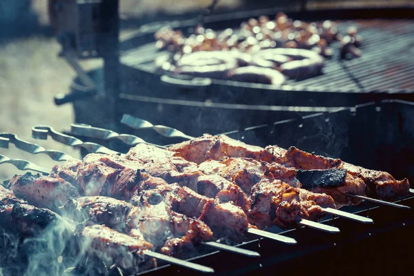 Auswahl an Grills auf dem Grill — Stockfoto