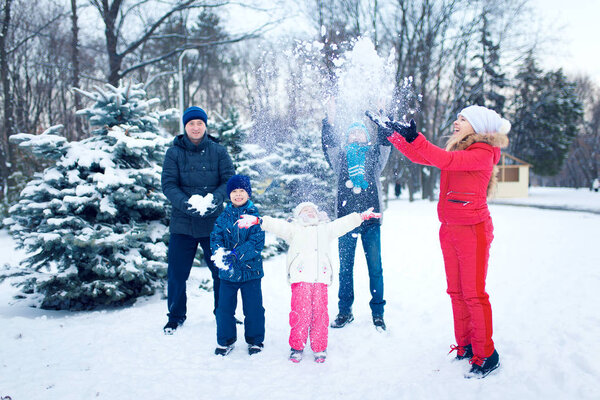 Active leisure with children in winter on cold days.