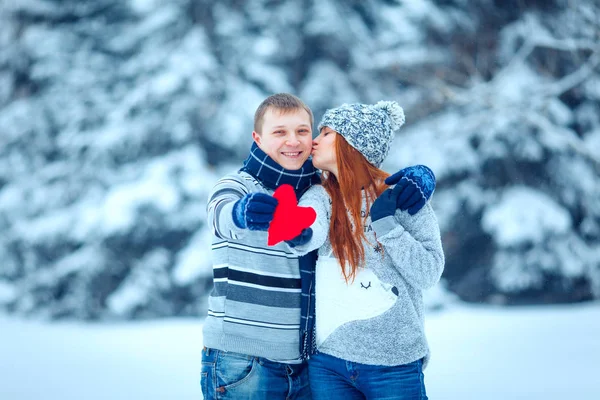 Kış Sevgililer Çift buz peyzaj, kar
