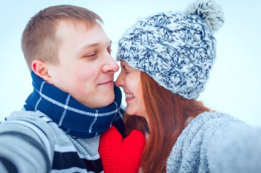 Kış Sevgililer Çift buz peyzaj, kar