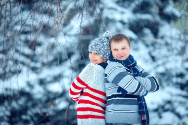 Kış Sevgililer Çift buz peyzaj, kar