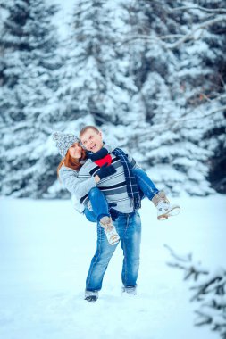 Kış Sevgililer Çift buz peyzaj, kar