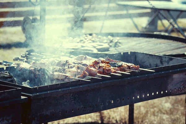 Assortiment van barbecue op de grill — Stockfoto