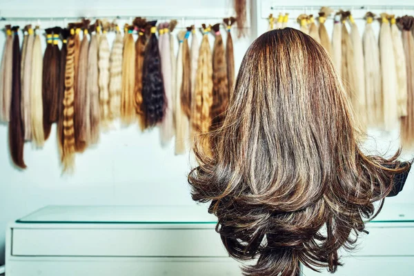 Haarverlängerung Ausrüstung Aus Naturhaar Haarproben Verschiedenen Farben — Stockfoto