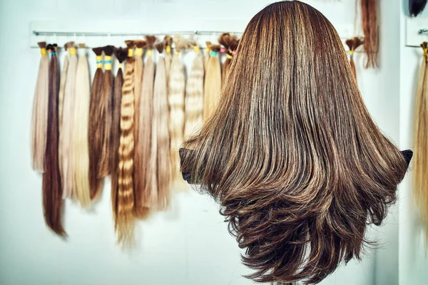 Haarverlängerung Ausrüstung Aus Naturhaar Haarproben Verschiedenen Farben — Stockfoto