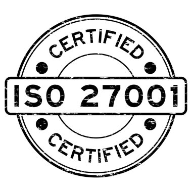 Grunge siyah Iso27001 yuvarlak lastik damgası sertifikalı