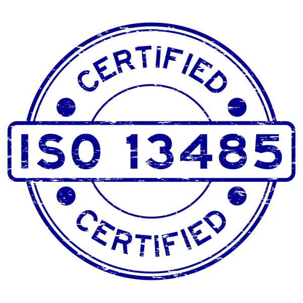 Grungeblått ISO 13485-sertifisert gummistempel – stockvektor