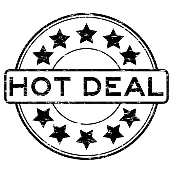 Grunge trato caliente negro con sello de goma estrella — Vector de stock