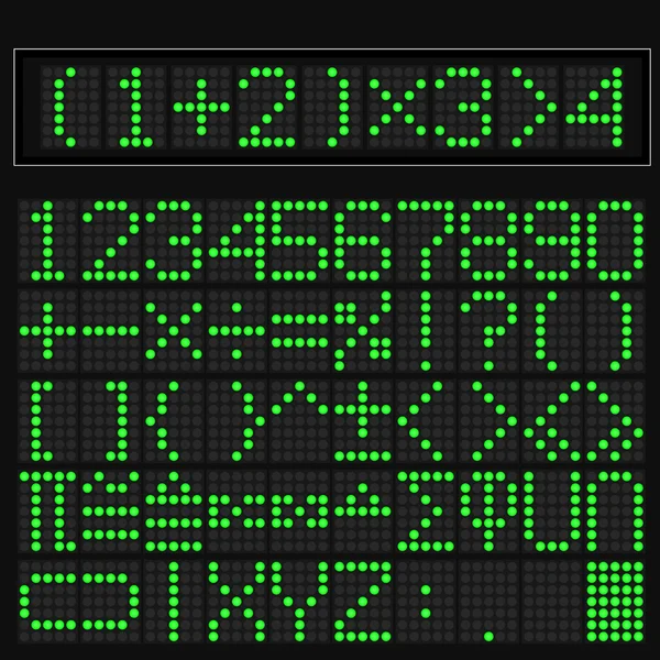 Display a led digitale verde del simbolo matematico — Vettoriale Stock