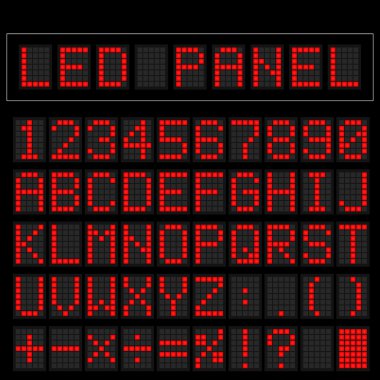 Kırmızı dijital squre led yazı tipi göstermek örnek panel ile
