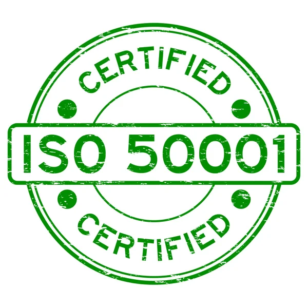 Grunge grön Iso 50001 certifierade gummistämpel — Stock vektor
