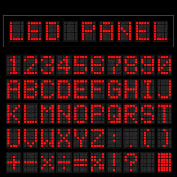 Pantalla de fuente led cuadrícula digital roja con panel de muestra — Archivo Imágenes Vectoriales