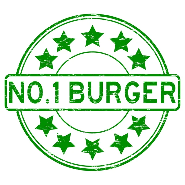 Grunge zöld no.1 burger gumibélyegző — Stock Vector