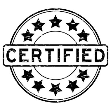 Grunge siyah lastik damgası sertifikalı