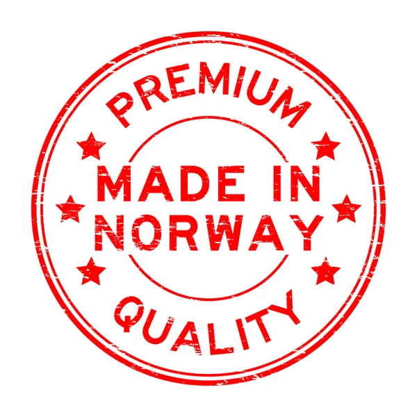 Grunge red premium quality made in Norway rubber stamp — Stockový vektor