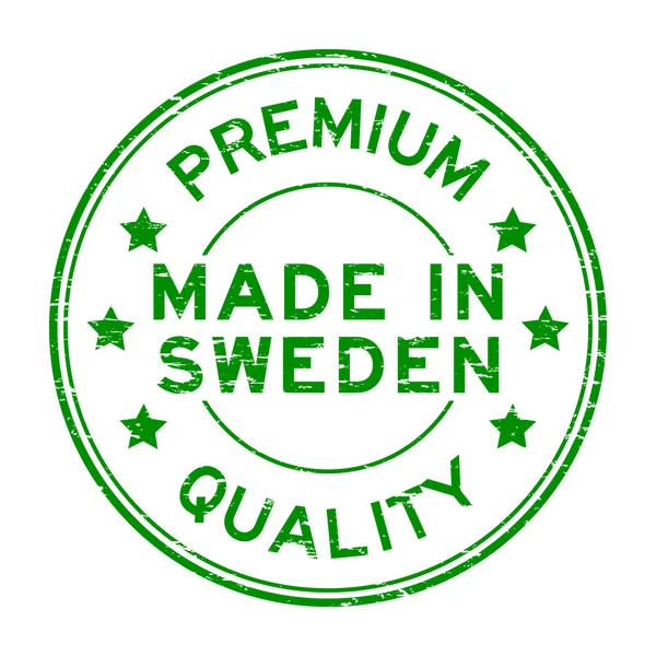 Grunge zelené špičkové kvality vyrobené ve Švédsku razítko — Stockový vektor
