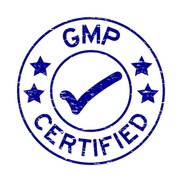 Grunge azul GMP (Good Manufacturing Practice) sello de goma certificado — Archivo Imágenes Vectoriales