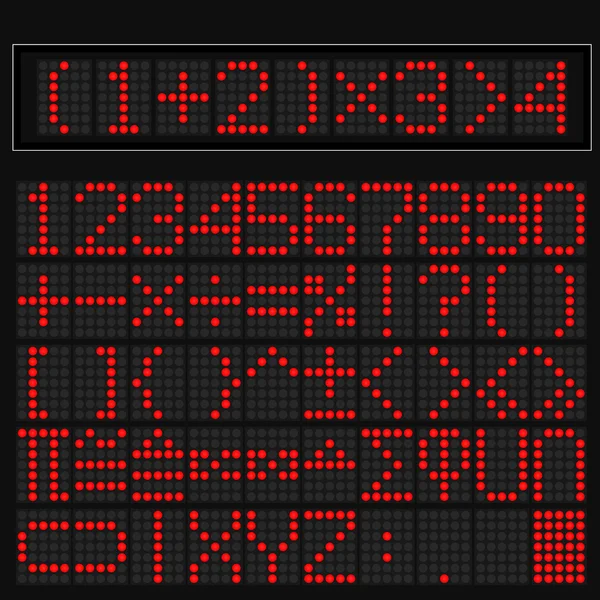 Display a led digitale rosso del simbolo matematico — Vettoriale Stock