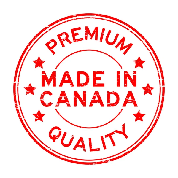 Grunge červené špičkové kvality vyrobené v Kanadě razítko — Stockový vektor