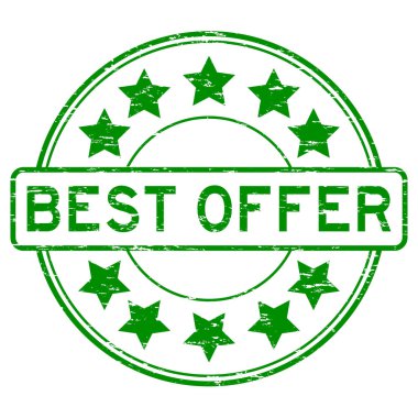 Grunge yeşil yuvarlak en iyi teklif lastik damgası