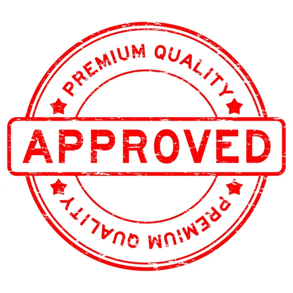 Grunge rojo redondo de calidad premium aprobado sello de goma — Vector de stock