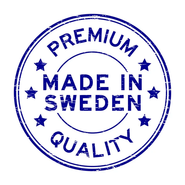 Grunge modré špičkové kvality vyrobené ve Švédsku razítko — Stockový vektor