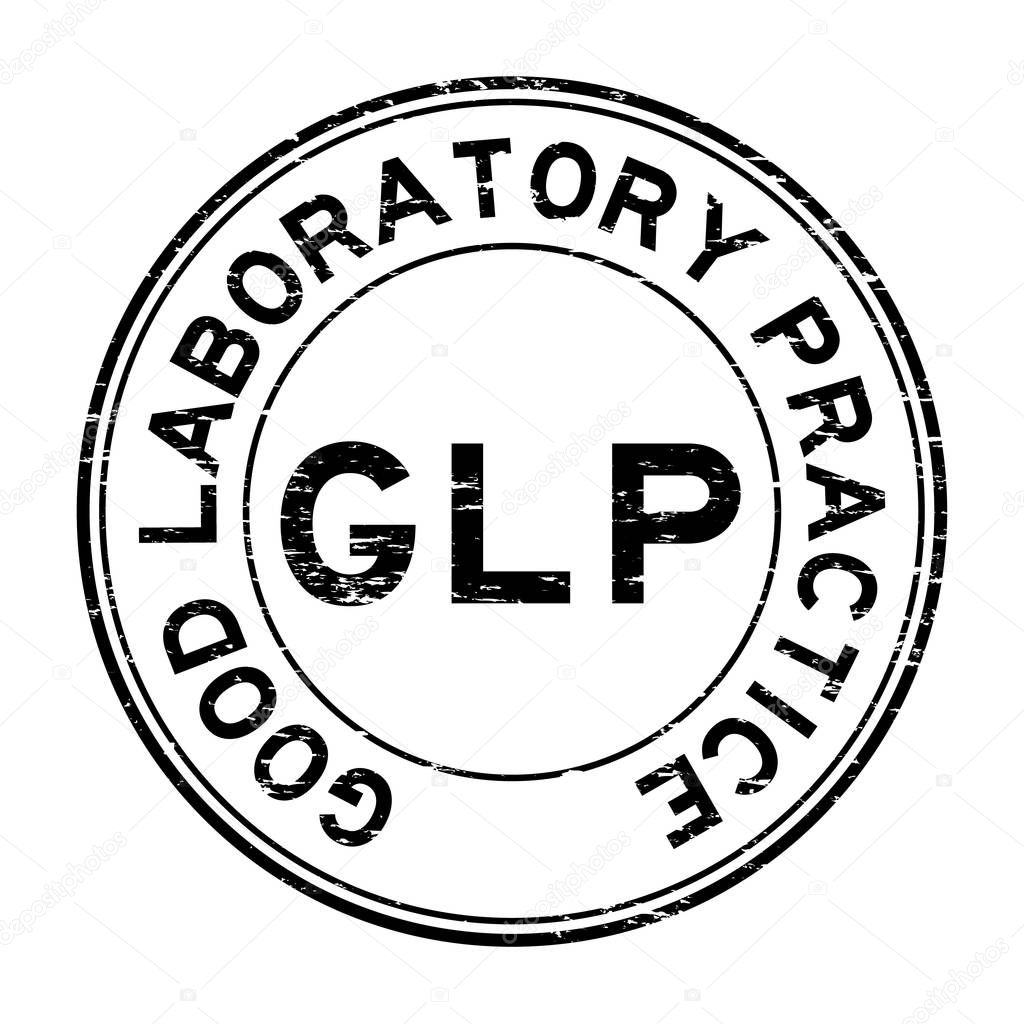 Grunge black GLP (Good Laboratory Practice) rubber stamp