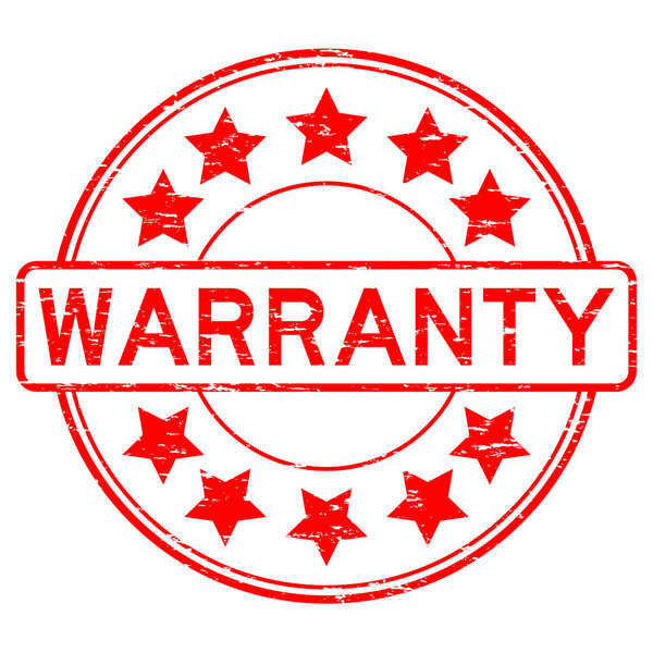 Grunge red warranty round rubber stamp