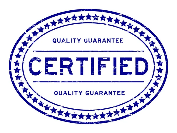 Grunge azul certificada calidad garantía sello de goma — Vector de stock