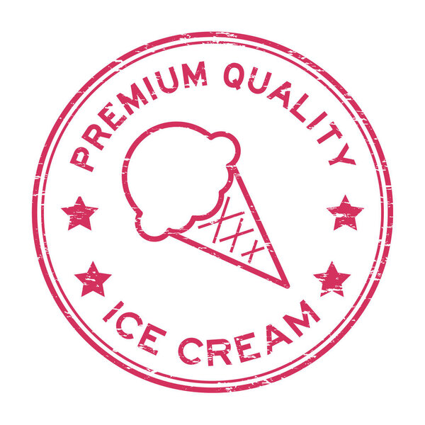 Grunge red premium quality ice cream round rubber stamp