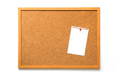 Cork kurulu banka kağıt üzerinde beyaz arka plan ile