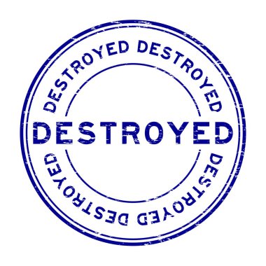 Grunge mavi yuvarlak şekil lastik damga yok