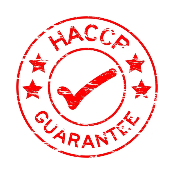 Grunge red HACCP guarantee rubber stamp — Stock Vector