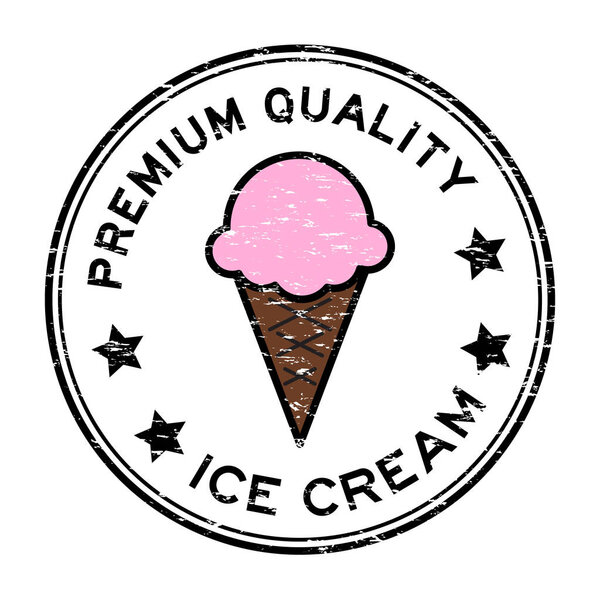 Grunge colorful premium quality ice cream round rubber stamp