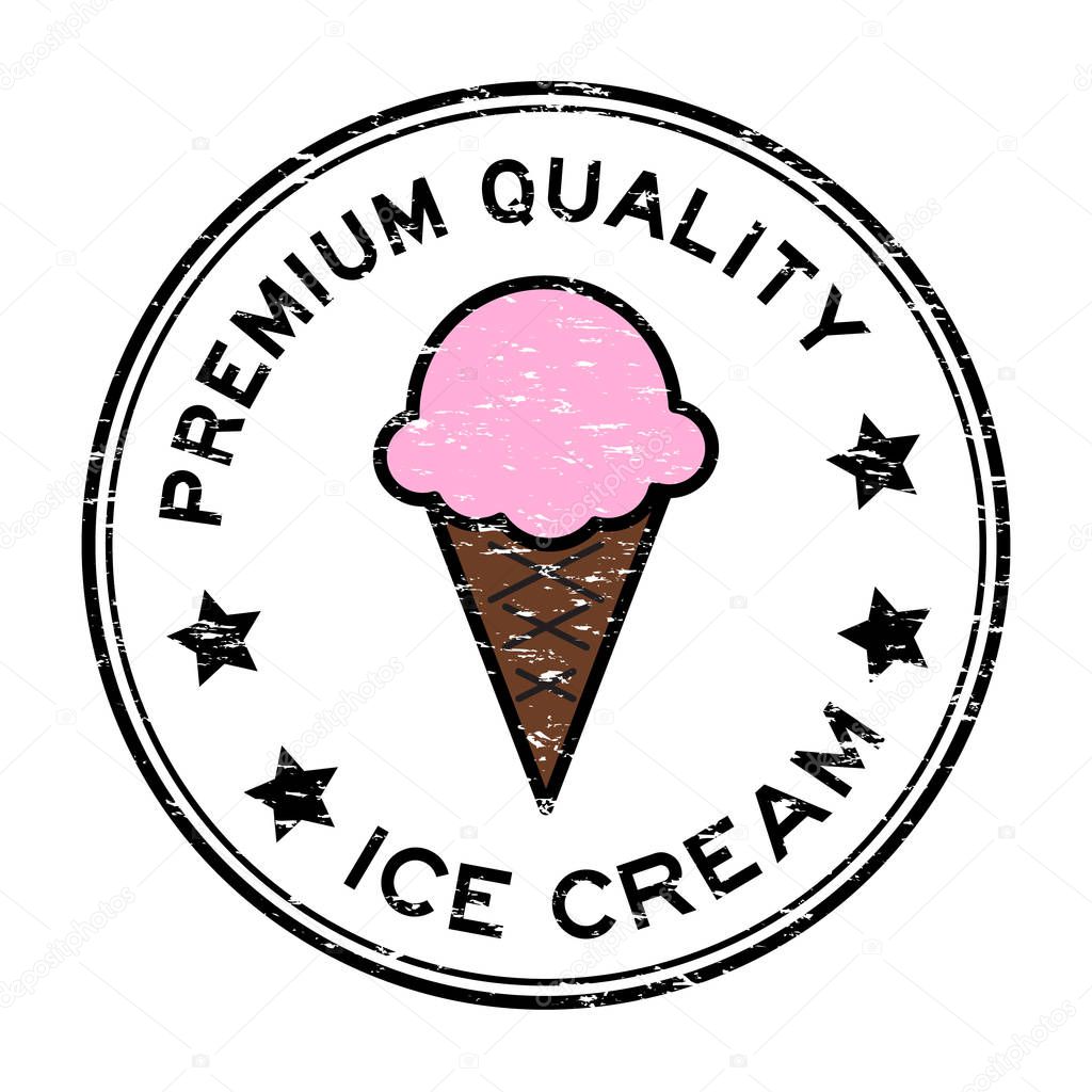 Grunge colorful premium quality ice cream round rubber stamp