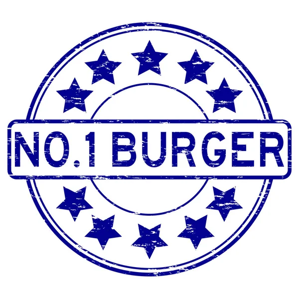 Grunge bleu no.1 timbre en caoutchouc burger — Image vectorielle