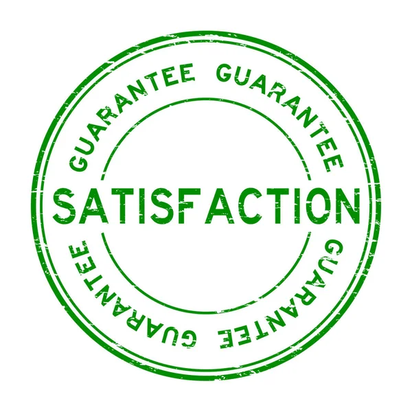 Grunge green satisfaction guarantee round rubber stamp — Stock Vector