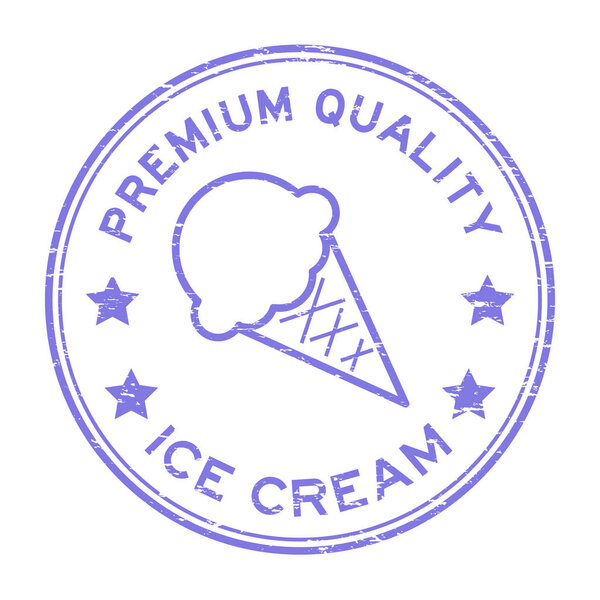 Grunge blue premium quality ice cream round rubber stamp