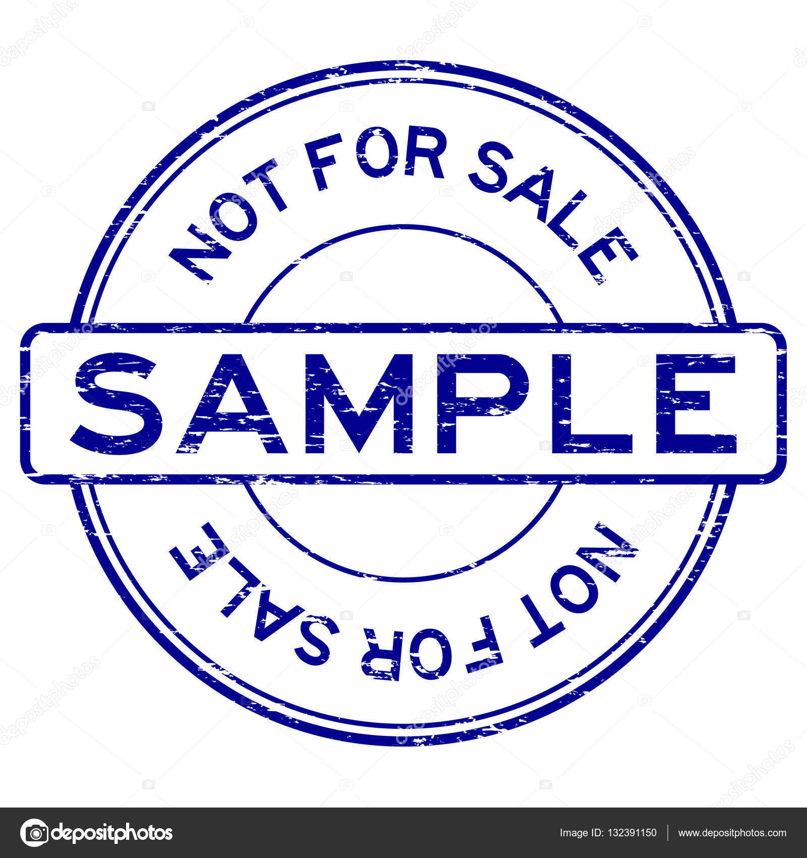 Grunge blue round sample not for sale rubber stamp — Stock Vector