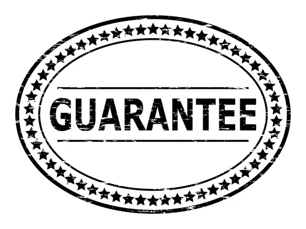 Grunge negro garantía con estrella icono sello de goma ovalada — Vector de stock