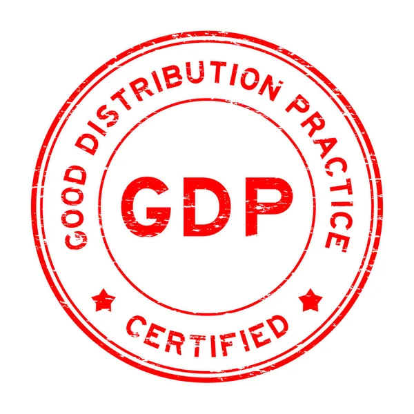 Grunge kırmızı GSYİH (iyi dağıtım uygulama) yuvarlak lastik damgası sertifikalı