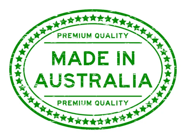Grunge qualidade premium verde feito na Austrália com ícone estrela ov — Vetor de Stock